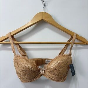 NEW Bradelis New York Tan Lace Light Padded Bra Size 30C